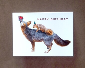 Squirrel and Fox Birthday Card