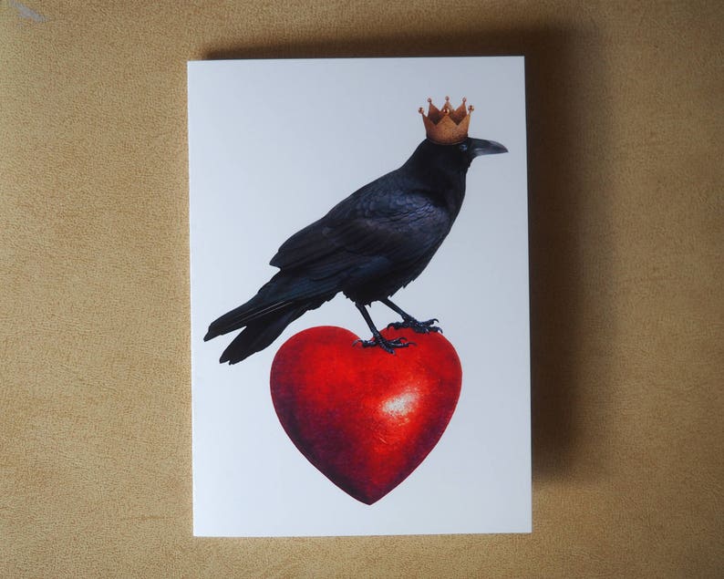 Raven Crown Heart Printable Valentine's Day Card King | Etsy