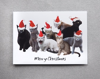 Santa Cats Glitter Merry Christmas Card