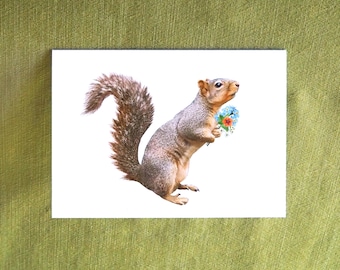 Squirrel with Little Flower Bouquet Mother’s Day Card