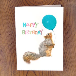 Fettes Eichhörnchen mit Ballon druckbare Geburtstagskarte