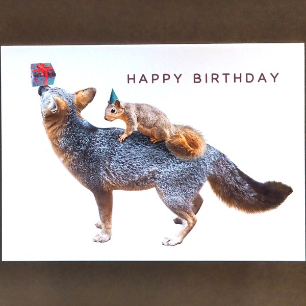 Squirrel and Fox Birthday Card