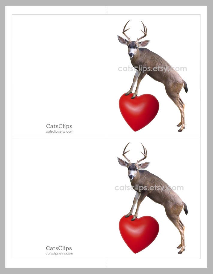 Deer Heart Printable Valentines Card Stag Love Digital - Etsy