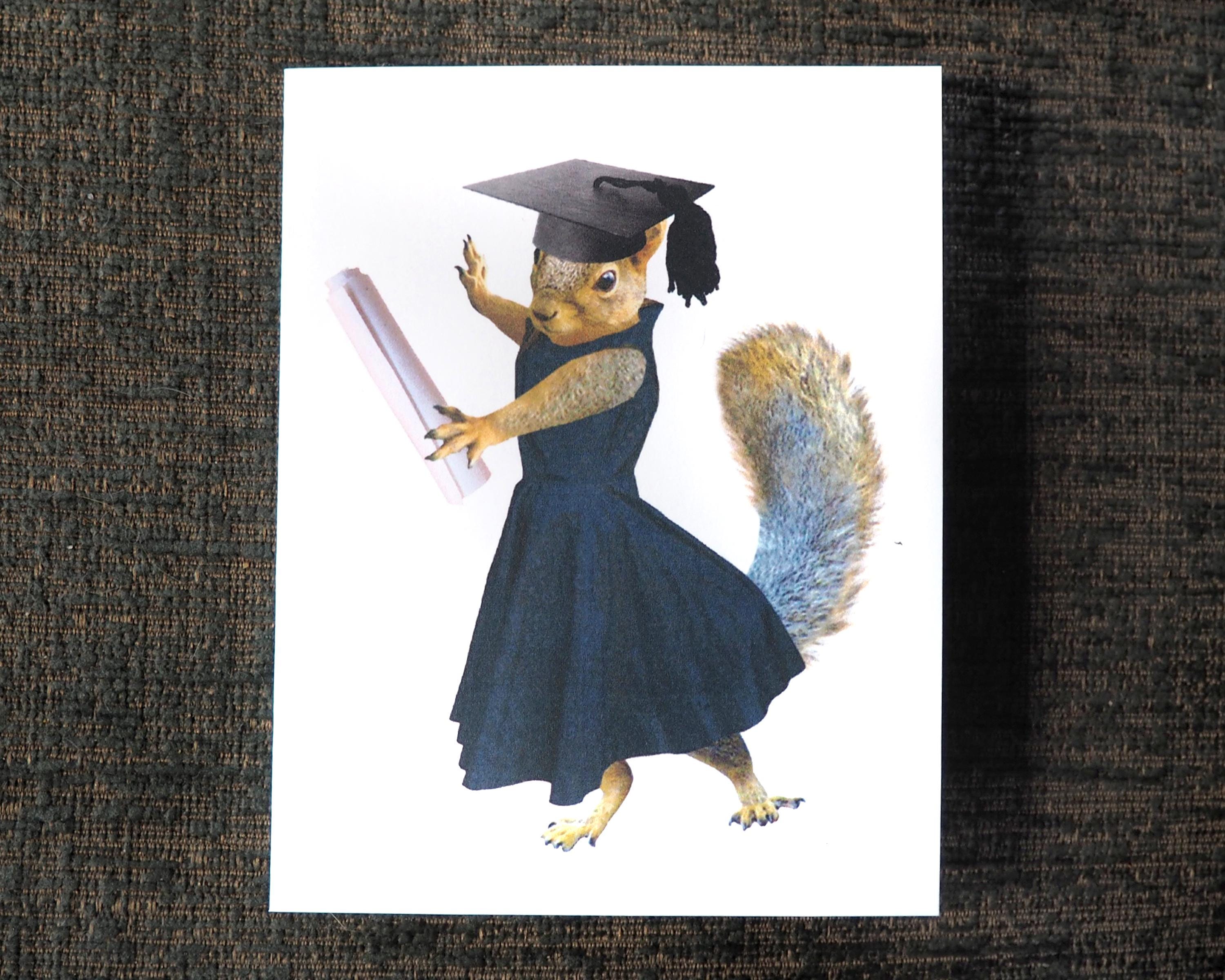 Girl Squirrel Grad Printable Graduation Card - Etsy