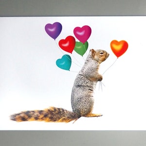 Squirrel with Heart Balloons Valentine&#39;s Day Card