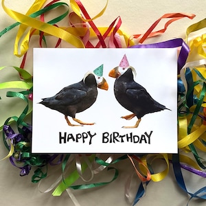Party Puffins Birthday Card
