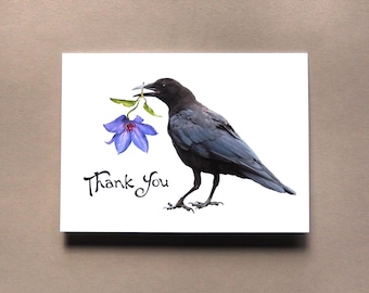 Crow Purple Flower Thank You Card