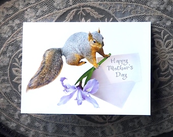 Squirrel with Wild Iris Mother’s Day Card