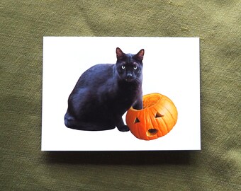 Black Cat Jack-o-Lantern Halloween Card