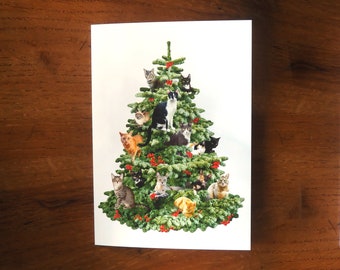 Cats in Tree Christmas Card