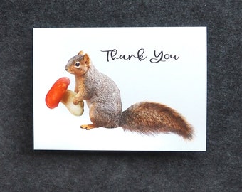 Squirrel with Mushroom Thank You Card