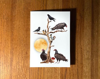Vultures, Crows and Squirrels Halloween Card