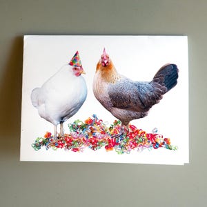 Carte d'anniversaire imprimable Party Chickens