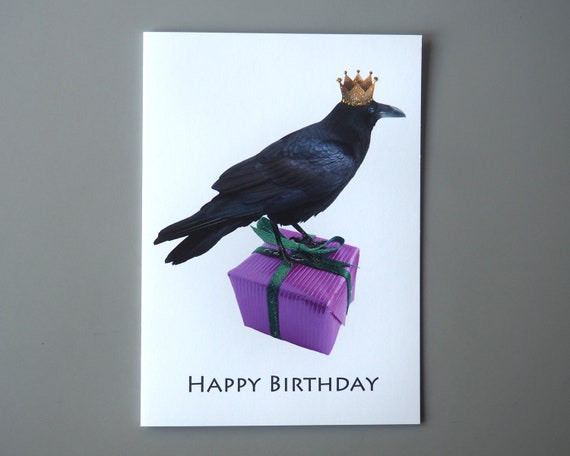 Raven King Glitter Birthday Card Bird Birthday Card | Etsy