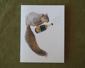 Squirrel Bubbly Printable Birthday Card, Printable Congratulations Card