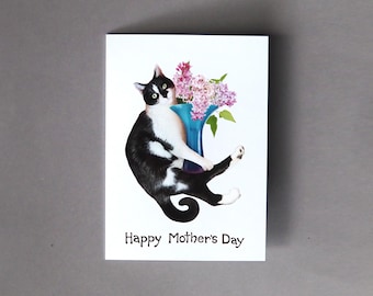 Cat with Flowers Mother’s Day Card