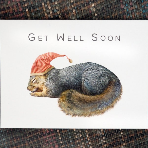 Sleeping Squirrel Get Well Card