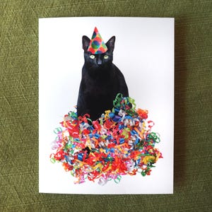 Black Cat Ribbons Printable Birthday Card