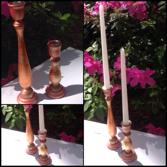 Items similar to Candlesticks Hand Painted! Set Of 2 Candle Holders