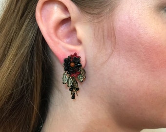 Pretty Redwood Drop Earrings by Vintage Jewelry Designer COLLEEN TOLAND