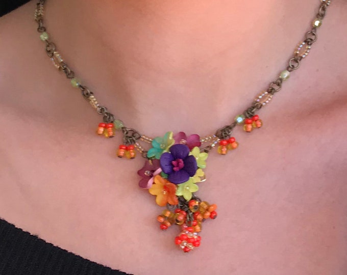 SWEET FLOWER NECKLACE in Stunning Colors by Designer Colleen | Etsy
