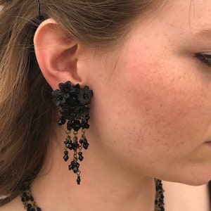 STUNNING DROP EARRINGS in (Black Beauty) By VIntage Jewelry Designer Colleen Toland