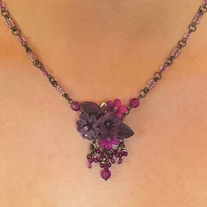 Colleen Toland Amythyst Purple Handbeaded Pendant Necklace handmade jewelry flower necklace floral beadwork artisan jewellery romantic
