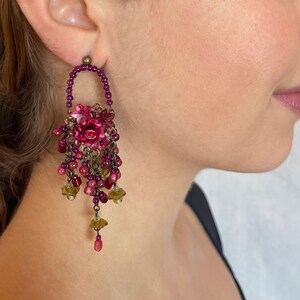Tea Rose Chandelier Earrings by Vintage Jewelry Designer Colleen Toland