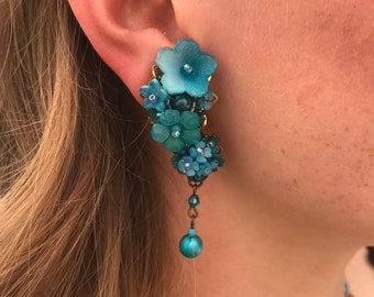 TEAL Single DROP EARRING by Colleen Toland Vintage Jewelry Designer