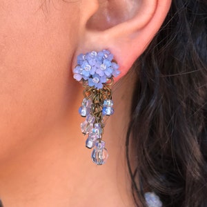 Elegant periwinkle drop earrings by vintage jewelry designer COLLEEN TOLAND
