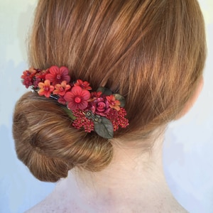 FIRE RED BARRETTE Handbeaded by Colleen Toland