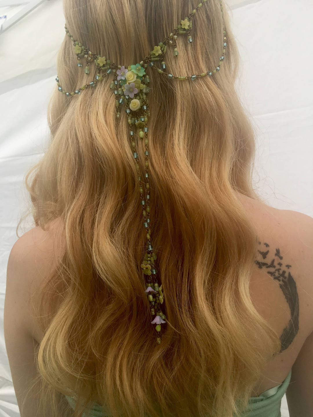 BOHEMIAN HANGING HEADBAND Lavender Yellow Seafoam Green  display picture 1