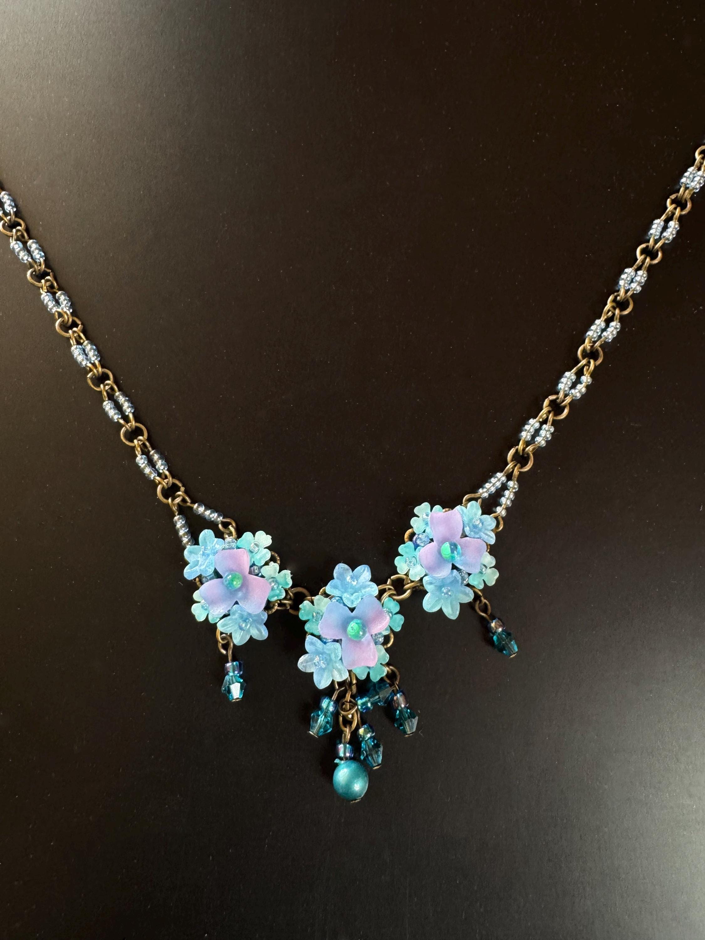 Colleen Toland Periwinkle Purple Turquoise Blue Necklace Handmade