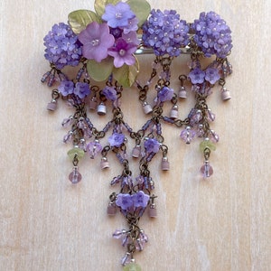 Colleen Toland Handmade Purple Flower Hydrangea Hanging Maiden Barrette romantic hair jewelry hair accessorie flower hairclip image 2