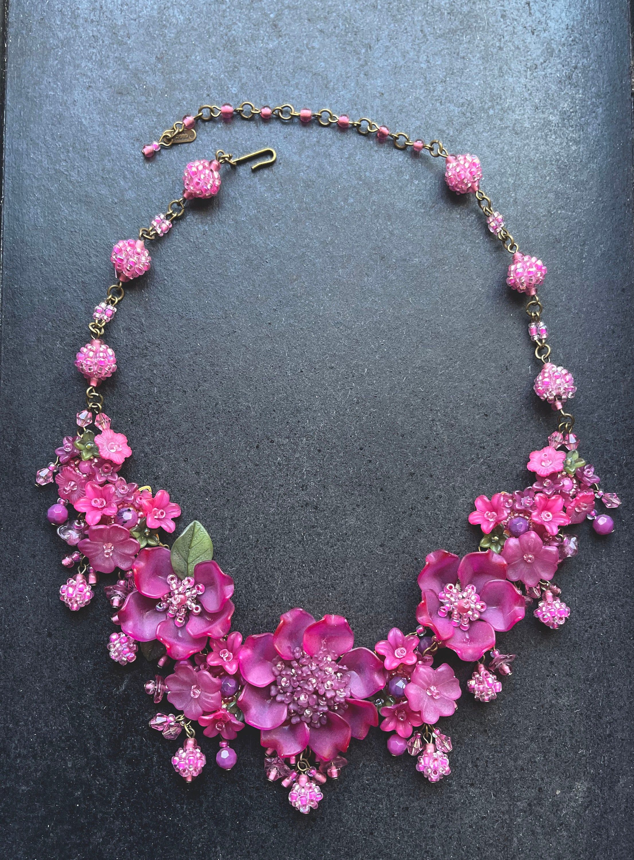 Carmine Fuchsia Colleen Toland Cactus Flower Statement Necklace