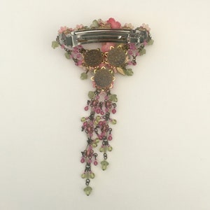 Georgeous Long Hanging Pink Floral Barrette by Vintage Jewelry Designer Colleen Toland image 6