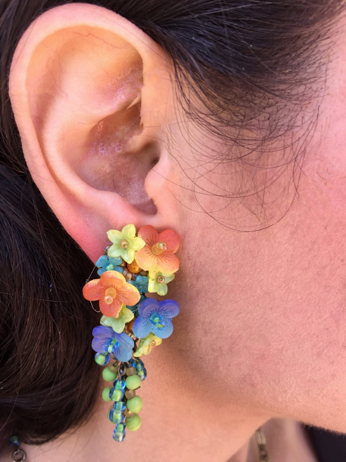 WILD FLOWER Hand Beaded Floral Drop Earrings by Colleen Toland