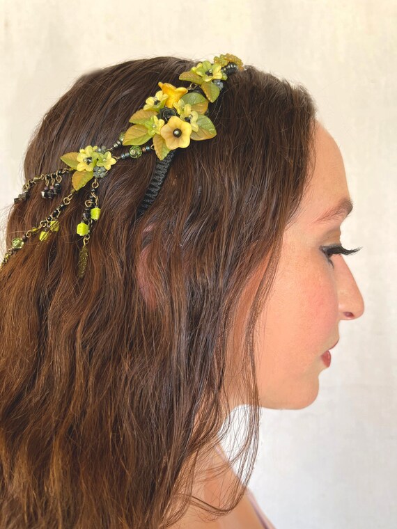 COLLEEN TOLAND HEADPIECE HEADBAND LADY of the LAKE, Silver and Crystal Handbeaded by Colleen  main image 4