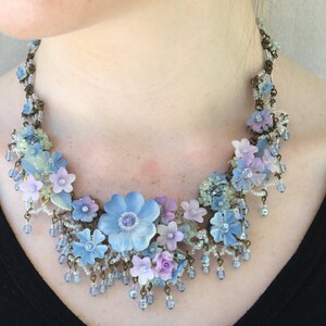 BLUE JASMINE STATEMENT Necklace, Vintage Inspired by Designer Colleen Toland