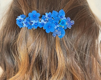 コリーン・トーランド ブルーリーフ ヘアバレッタ ハンドメイド 女性用 ヘアジュエリー ロマンチックなギフト ヘアアクセサリー