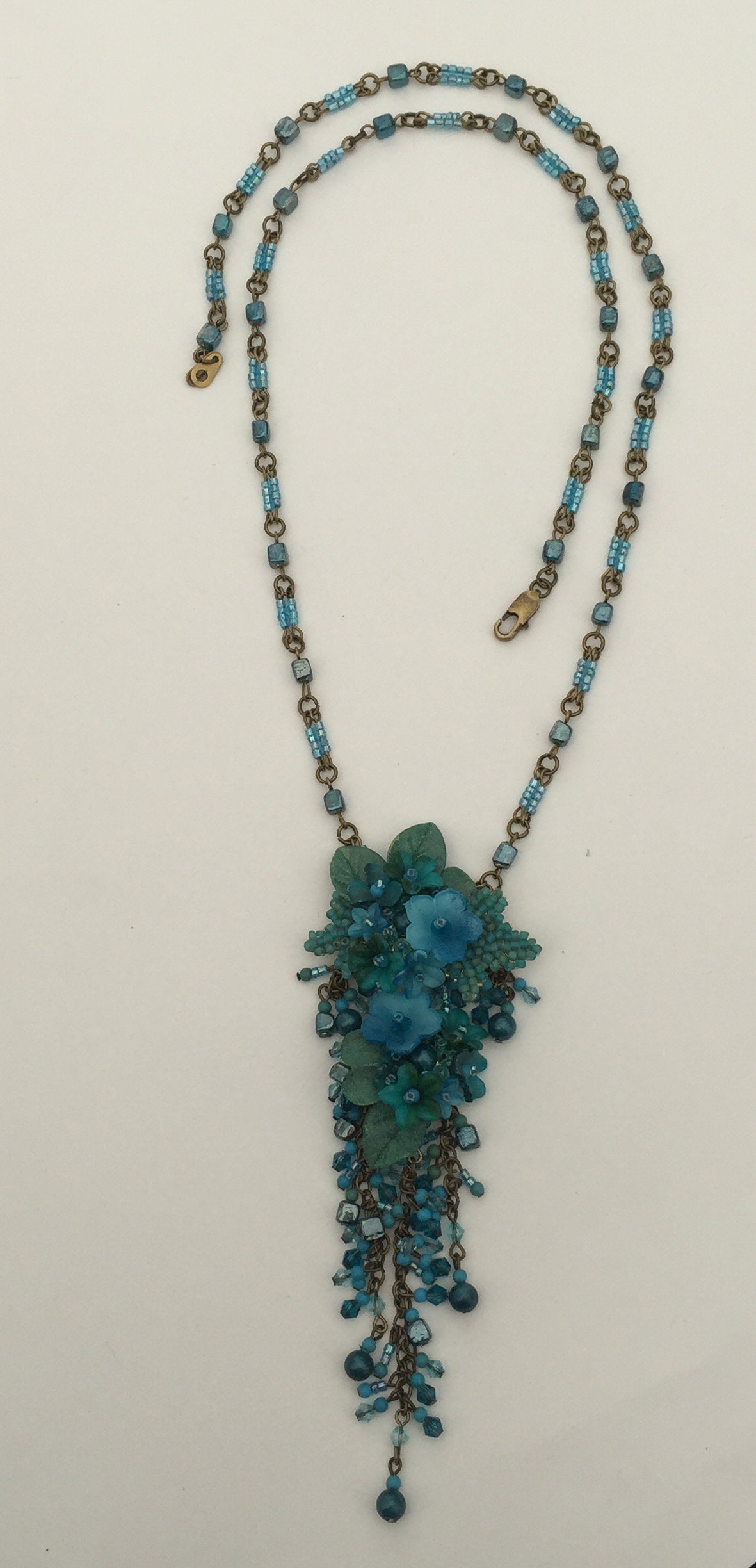 TEAL PENDANT HANDBEADED Necklace Designed by Vintage Jewelry - Etsy