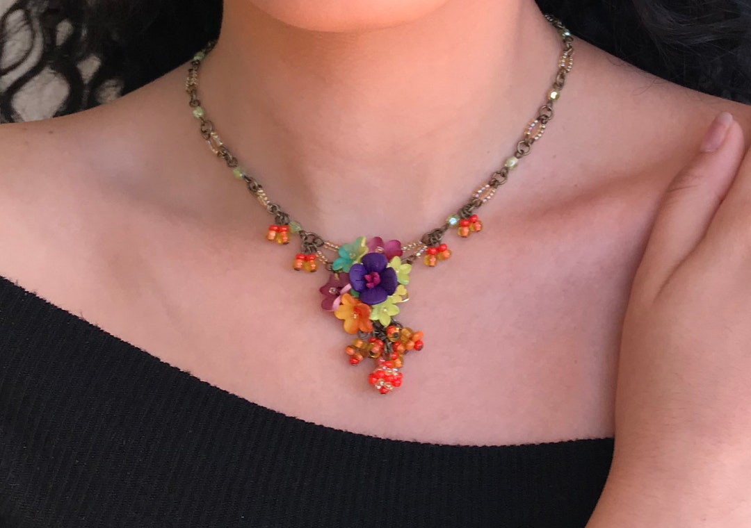 SWEET FLOWER NECKLACE in Stunning Colors by Designer Colleen Toland - Etsy