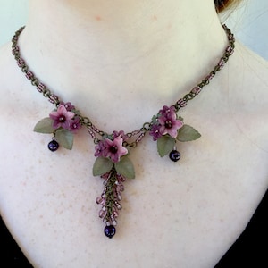 PURPLE PLUM SWEET Nothings Handbeaded Necklace by Designer Colleen Toland