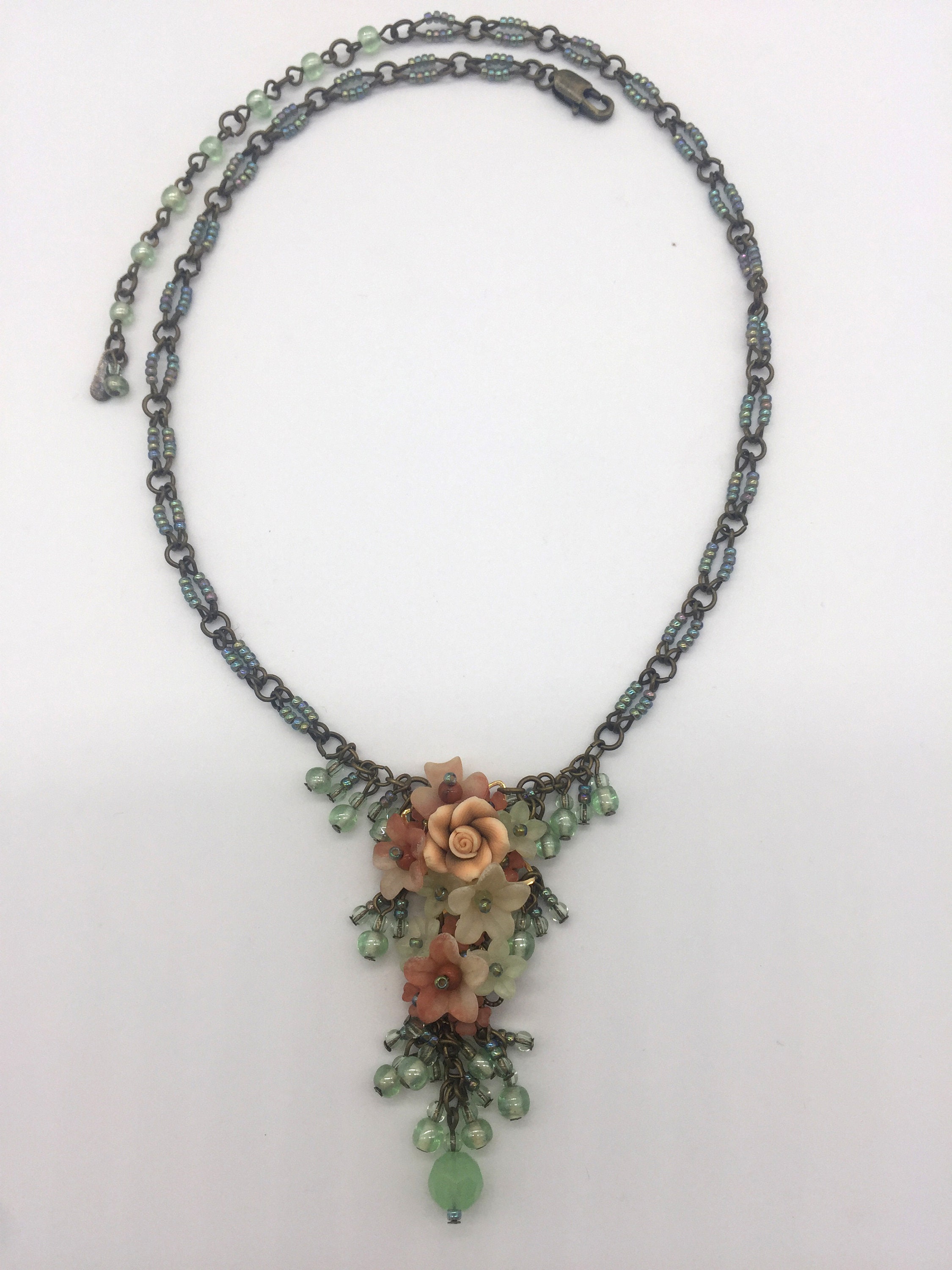 Vintage Jewelry Designer COLLEEN TOLAND Salmon Rose Pendant Style