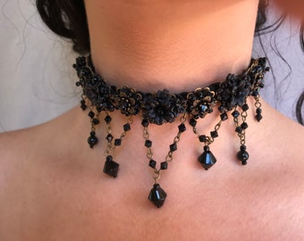 BLACK CHOKER by Vintage Jewelry Designer COLLEEN ToLAND