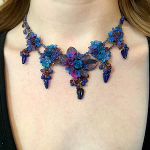 STUNNING STATEMENT NECKLACE in Twighlight, Handbeaded by Designer Colleen Toland