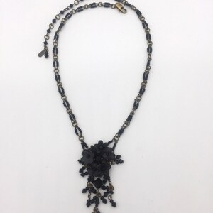 BLACK FLOWER PENDANT Handbeaded by Vintage Jewelry Designer Colleen Toland image 10