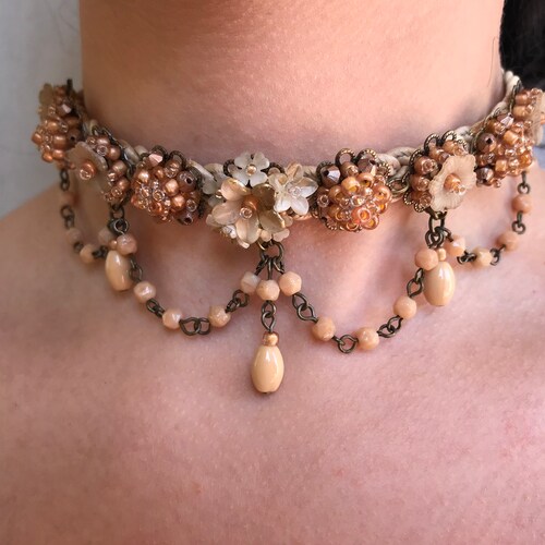 BLACK CHOKER by Vintage Jewelry Designer COLLEEN Toland Etsy