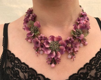 美品　コリーントランド　豪華ネックレス　ハンドメイド　パープル　希少 美品 コリーントランド 豪華ネックレス ハンドメイド パープル
