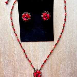 Colleen Toland Valentines Mini Rose Pendant, Earring Set zdjęcie 7